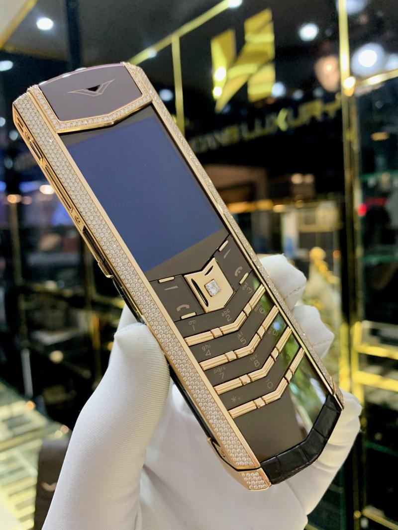 Điện thoại Vertu chính hãng - Vertu Signature S Rose Gold Full Diamond Chocolate