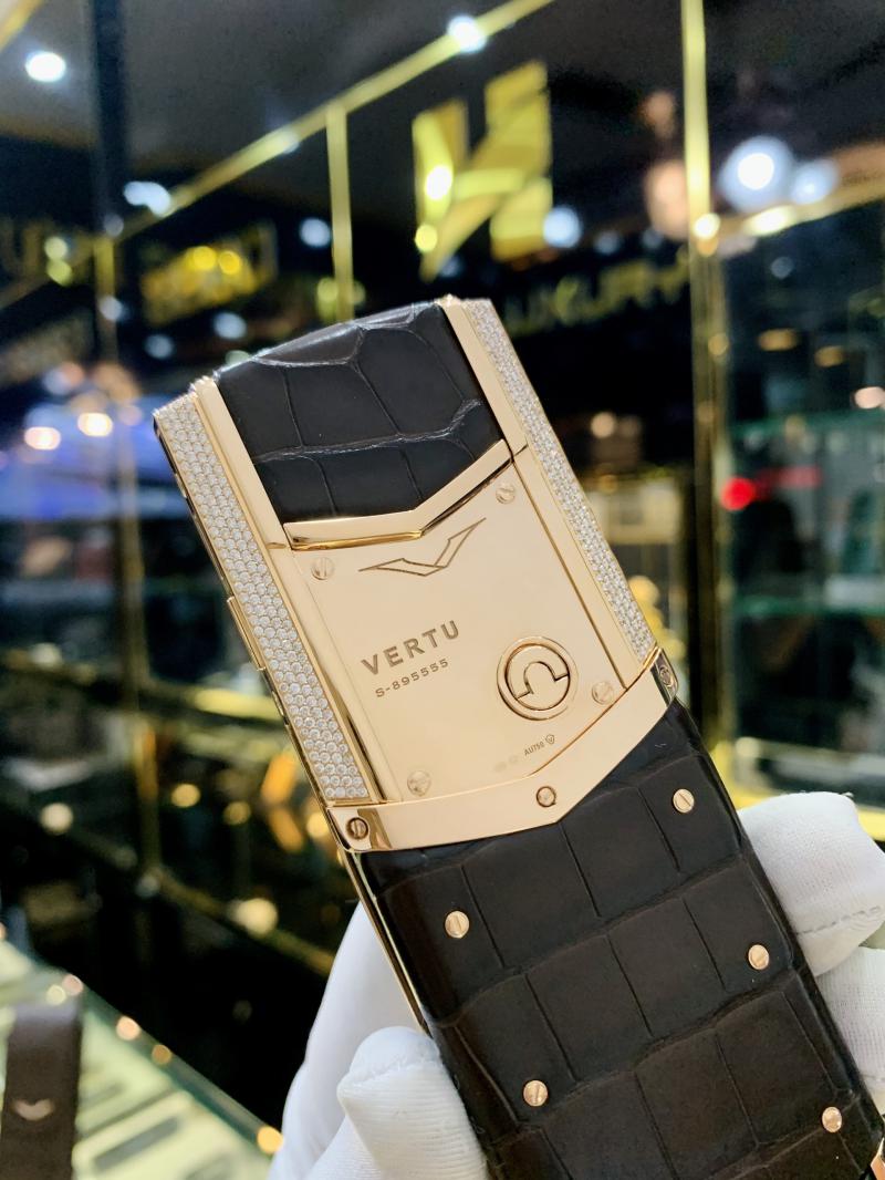 Điện thoại Vertu chính hãng - Vertu Signature S Rose Gold Full Diamond Chocolate