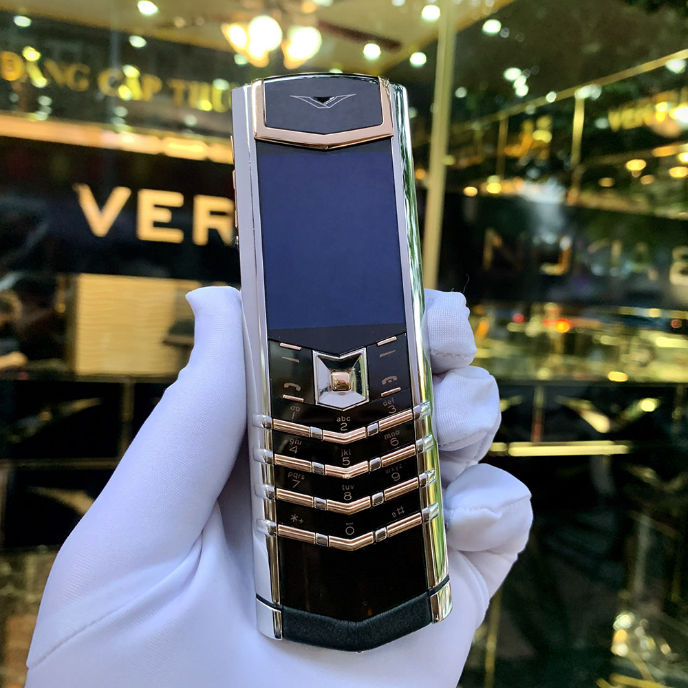 Vertu Signature S thép bóng điểm vàng hồng đậm màu thanh lịch | Hoàng Luxury