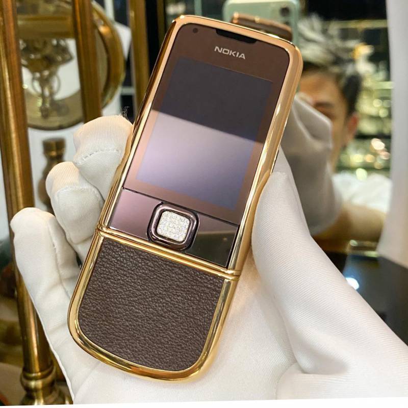 NOKIA 8800 VÀNG HỒNG DA NÂU ĐÁ GIỮA