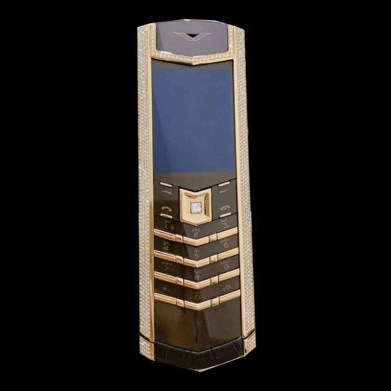 VERTU SIGNATURE S ROSE GOLD FULL DIAMOND CHOCOLATE