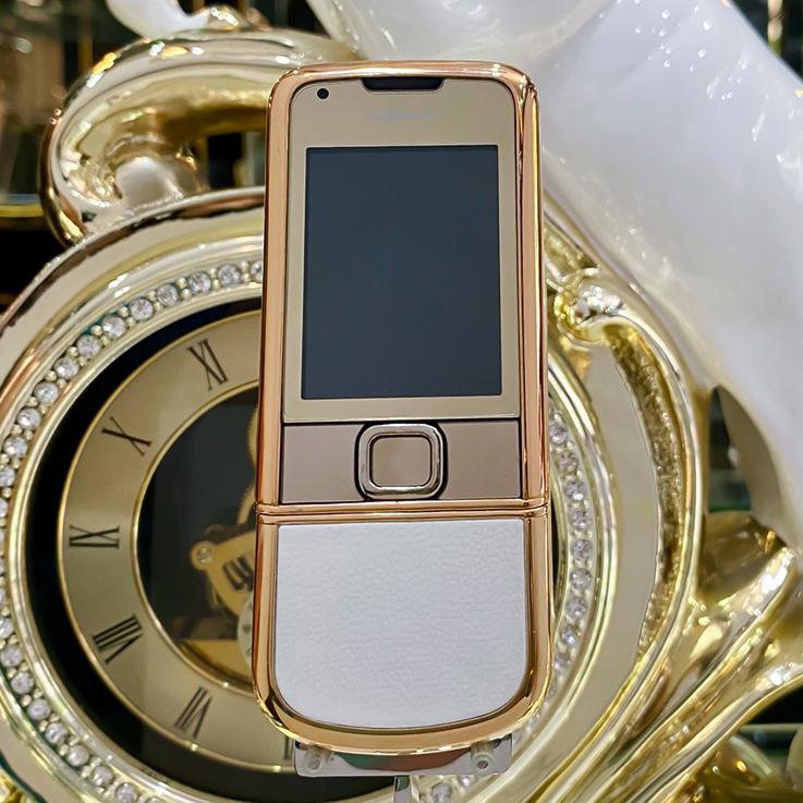 NOKIA 8800 VÀNG HỒNG DA TRẮNG ĐÍNH RỒNG 4GB hàng Dubai