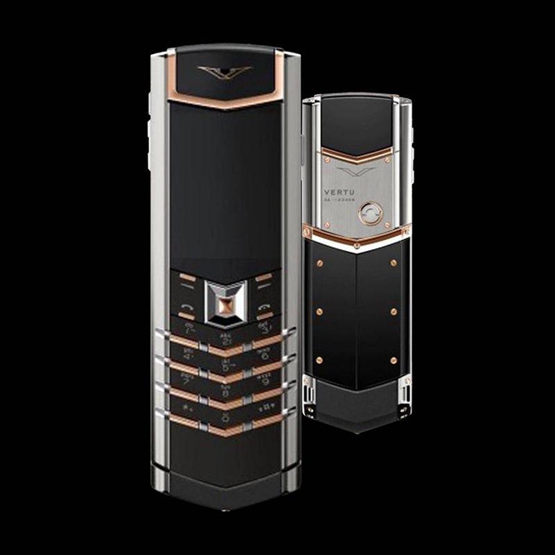 VERTU SIGNATURE S THÉP BÓNG ĐIỂM VÀNG HỒNG