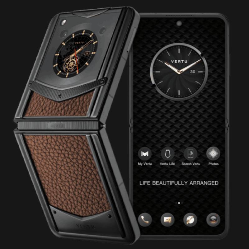 VERTU IRONFLIP CARAMEL BROWN CALF BES FEE