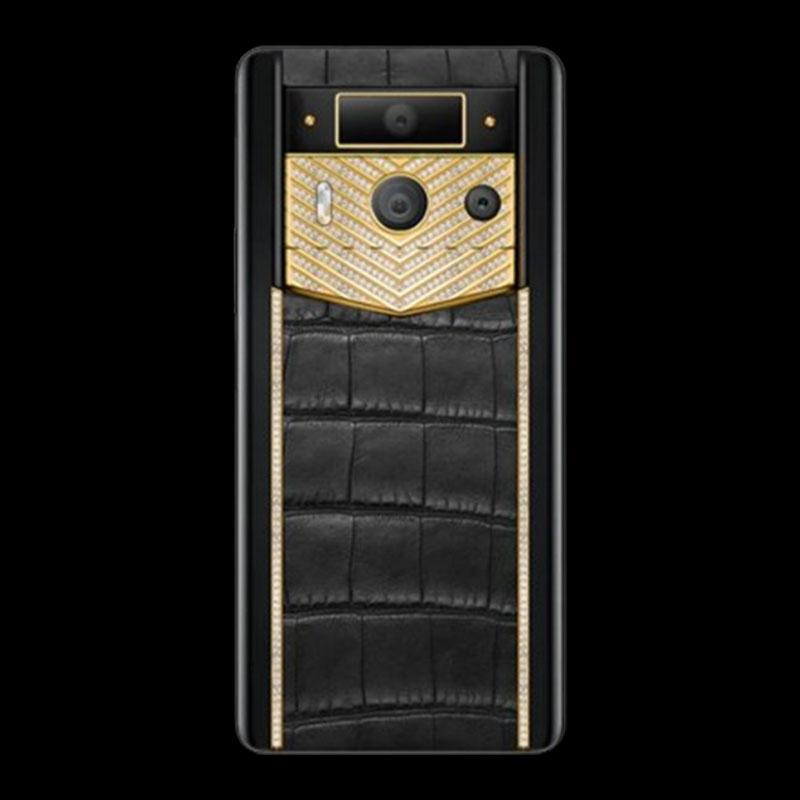 METAVERTU 2ND GENERATION LUXURY CUSTOM MADE GOLD V SHAPED WITH DIAMONDS ALLIGATOR WEB3 BLACK LIKE NEW