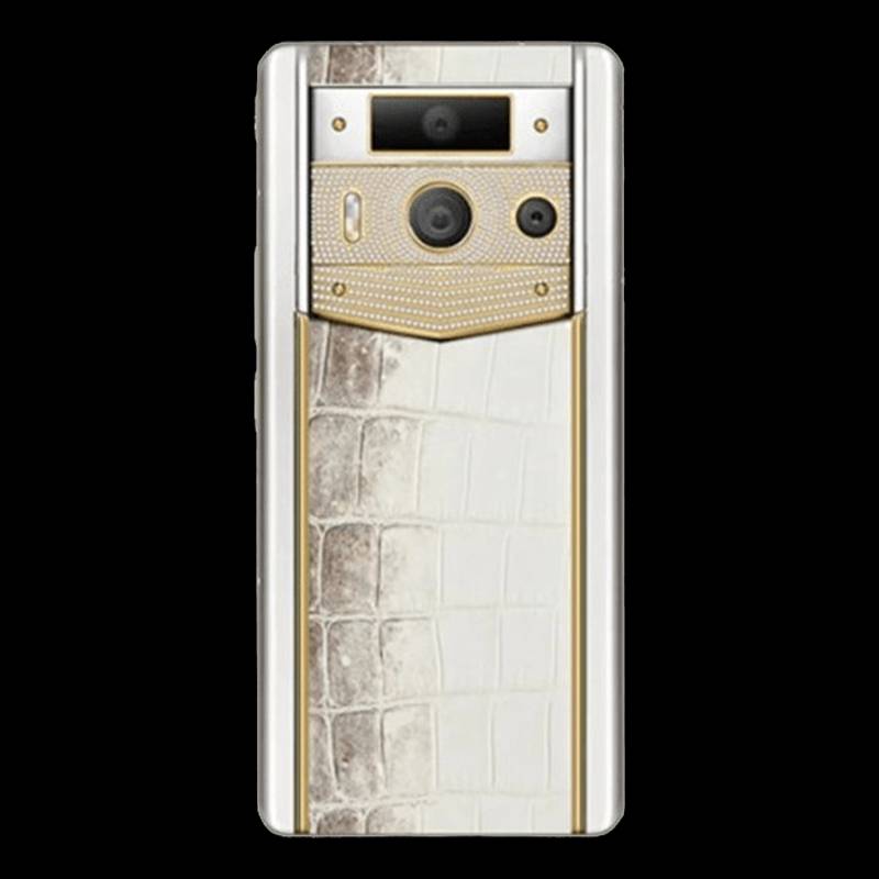 METAVERTU 2ND GENERATION LUXURY CUSTOM MADE GOLD PLAIN WEAVE WITH DIAMOND HIMALAYA ALLIGATOR WHITE LIKE NEW
