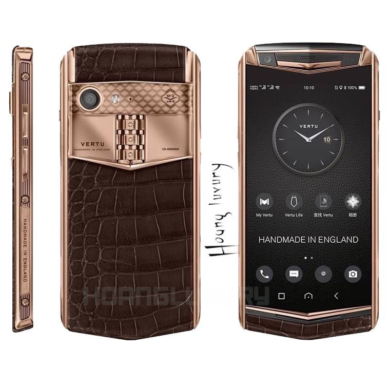 Vertu Aster P Rose Gold Brown Alligator